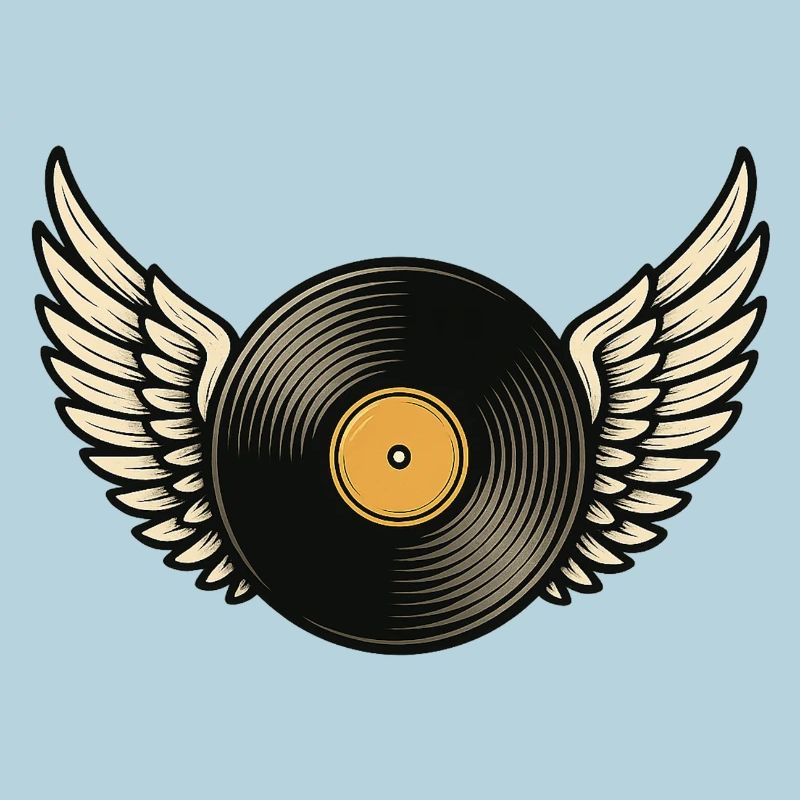 Disque vinyle avec piano à queue | Conception d’ailes en vinyle