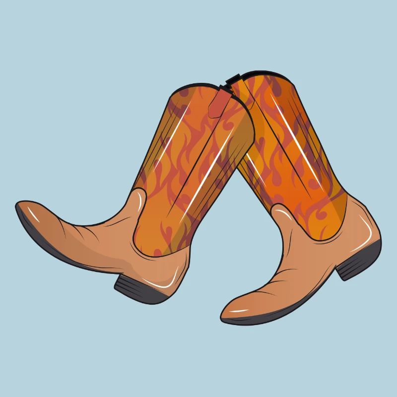 extravagant western boots with flame pattern