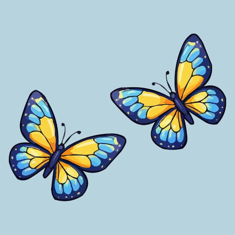 Blue Yellow Butterflies Pattern