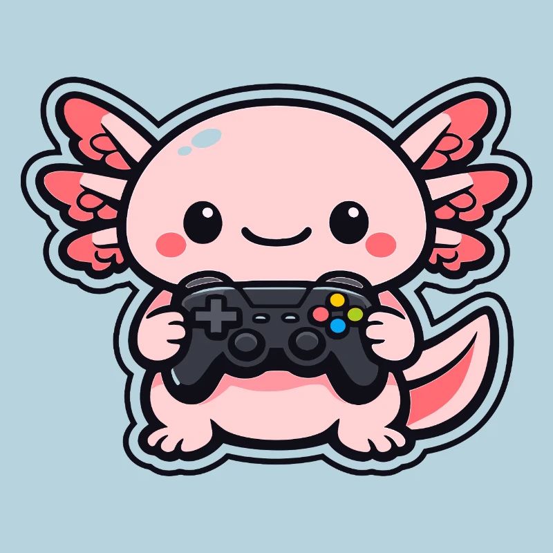 Kawaii Gaming-Drache mit Controller