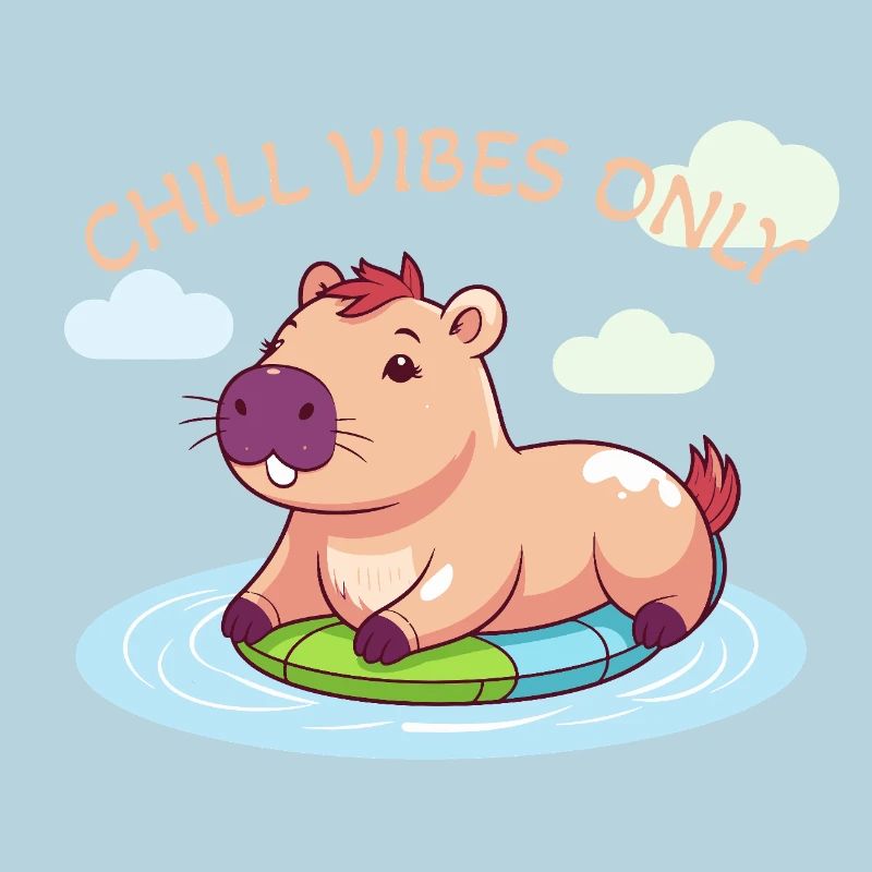 Capybara mignon - Capybara sur planche de surf
