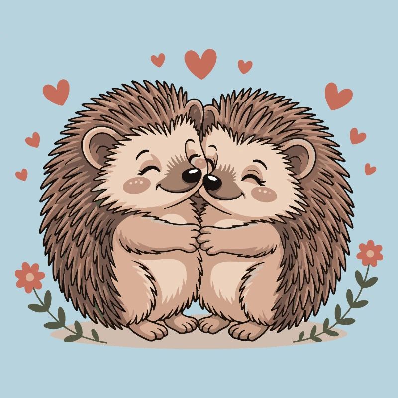 Igel Paar Liebe mit Herzen