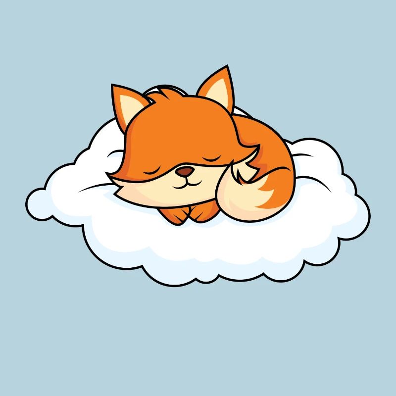 Little fox sleeping on cloud