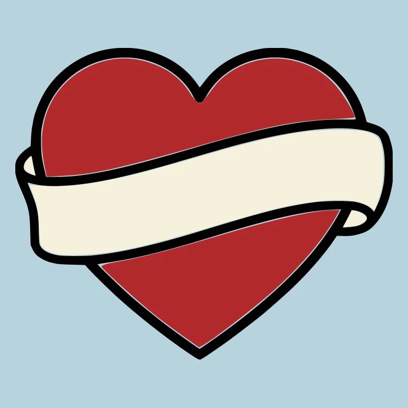 Tattoo Heart Banner Scroll Vector