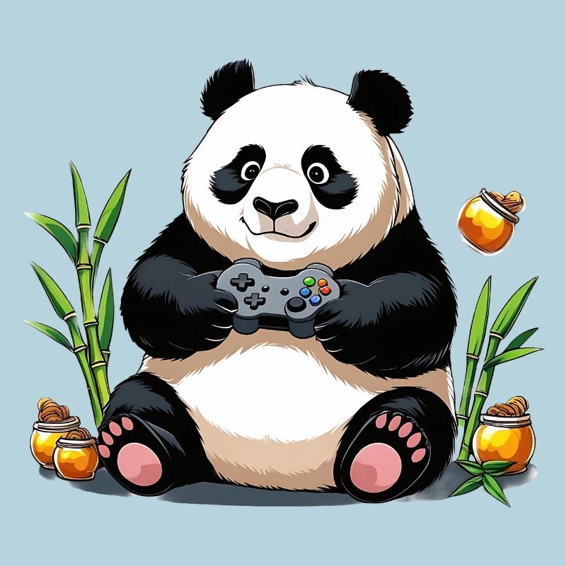 Chill Panda mit Gaming Controller