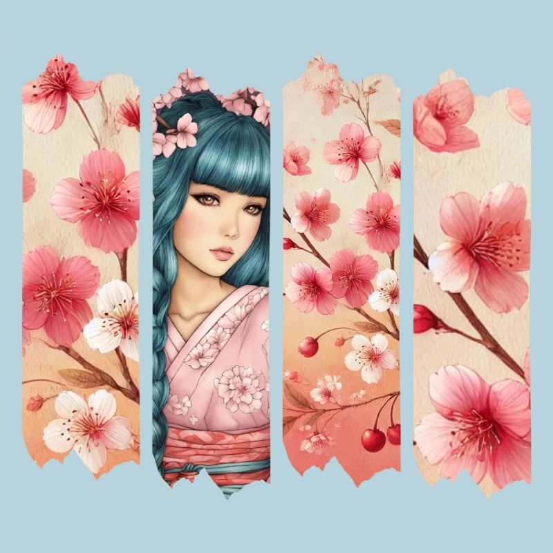Kirschblüten Kimono Panel Portrait