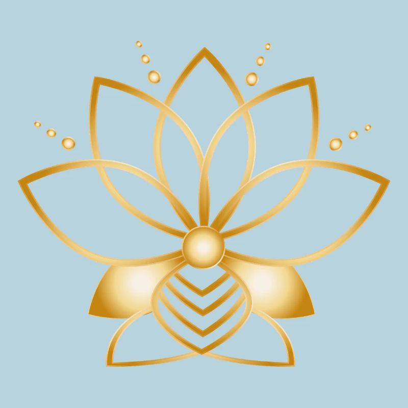 Symbole fleur stylisée dorée minimaliste