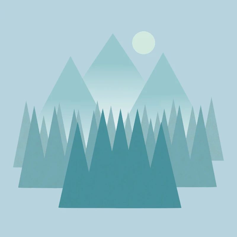 Astral mountain landscape in blue tones