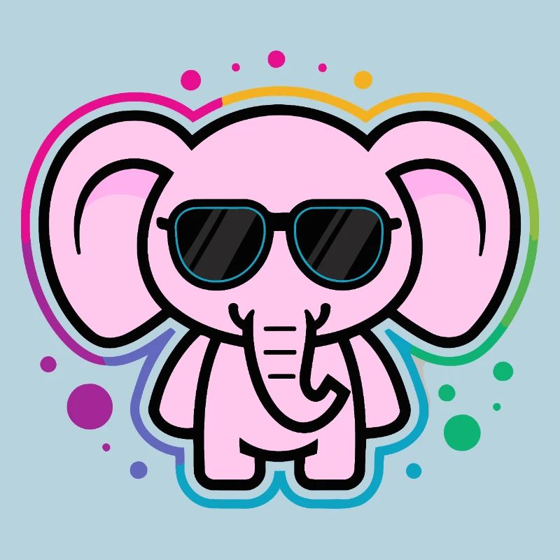 Éléphant Rose avec Lunettes