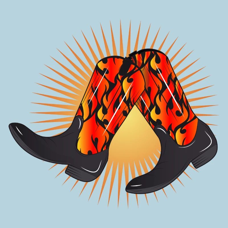 extravagant western boots with flame pattern