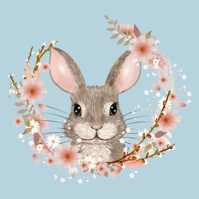 Couronne de printemps avec lapin comme lapin de Pâques