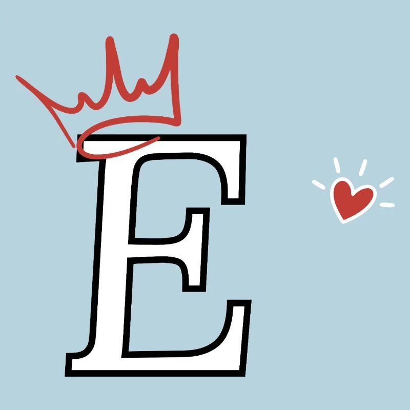 Lettre e couronne cœur 