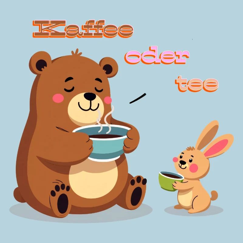 Kaffee oder Tee? Müder Bär und Hase Morgenmuffel