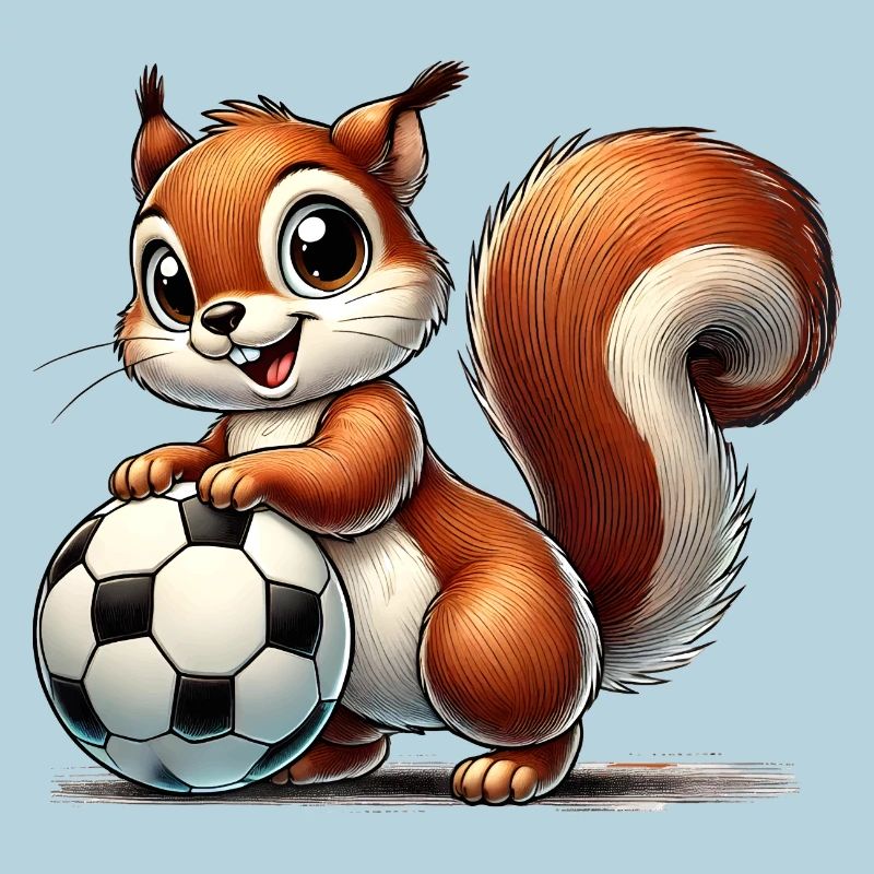 fröhliches Eichhörnchen, spielt Fußball