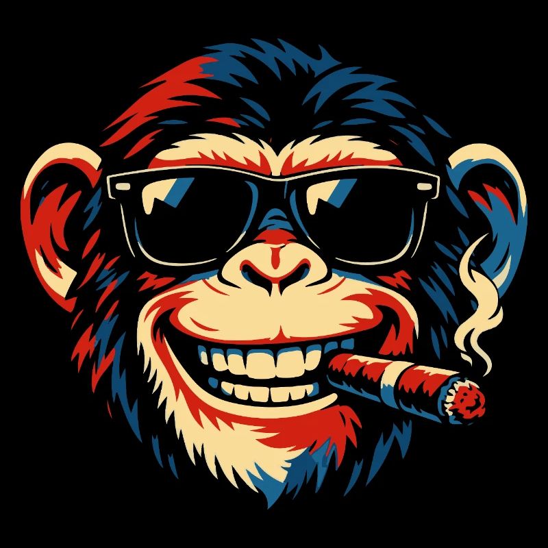 Cigar Sunglass Monkey Pop Art