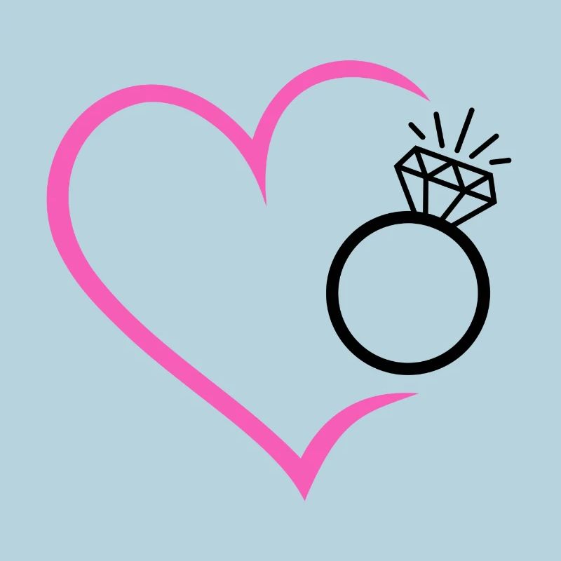 Heart with diamond ring, wedding ring, wedding ring, bride