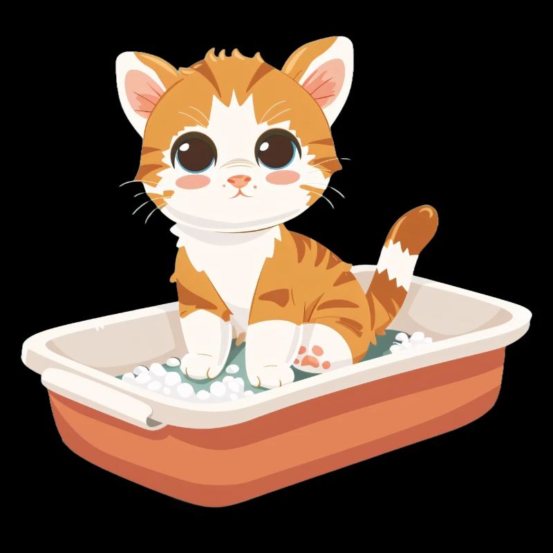 Mignon bébé chat jetant un coup d’œil hors de sa litière