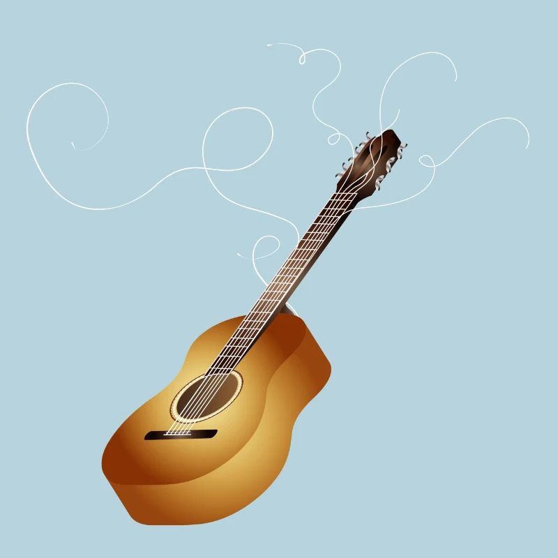 beautiful 3D acoustic guitar with loose guitar strings