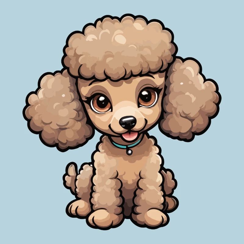 Caniche mignon en beige