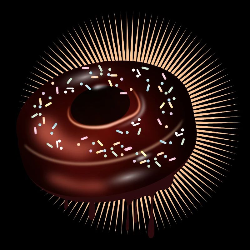 Chocolate donut motif with icing and sprinkles