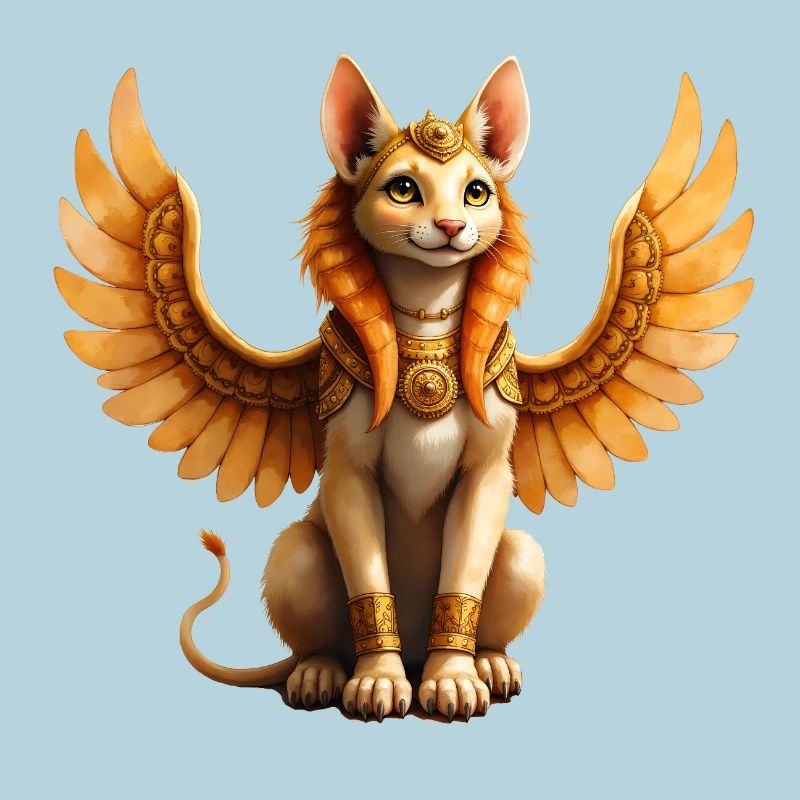 Chat ailé doré