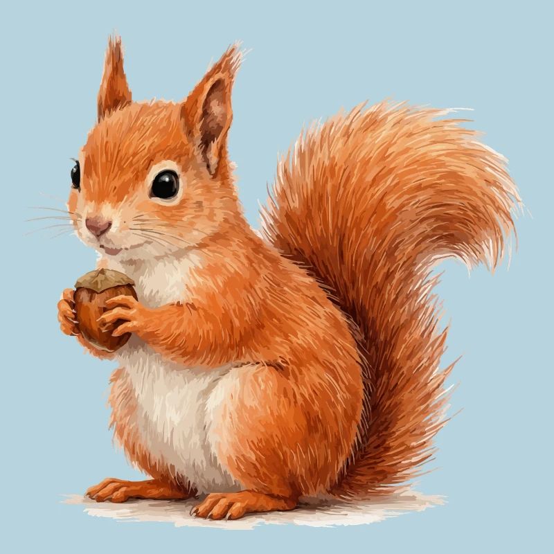 Eichhörnchen mit Eichel Illustration