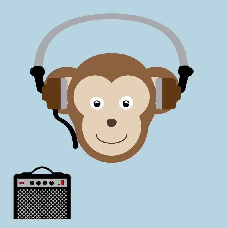 Affe mit Kopfhörern Musik