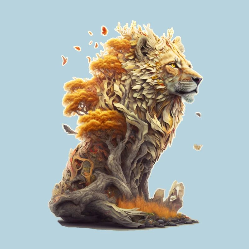Löwe mit Savannen Elementen, Löwendesign