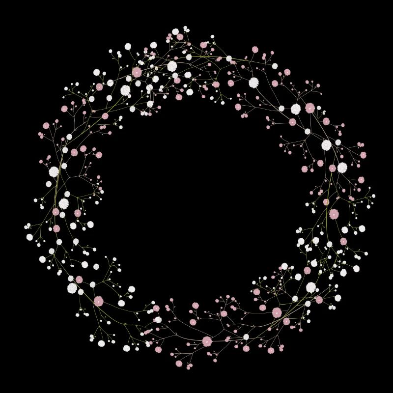 delicate white and pink blossoms baby's breath wreath