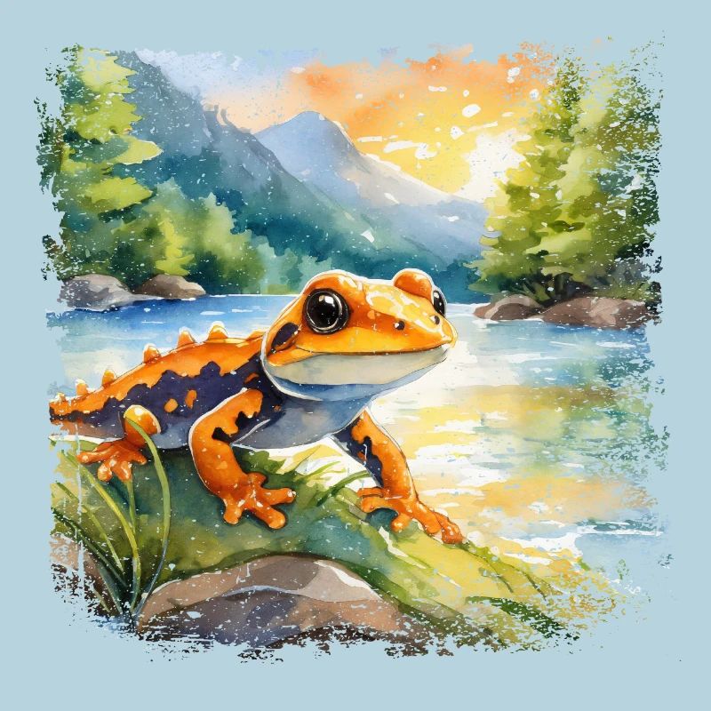 Cute young fire salamander