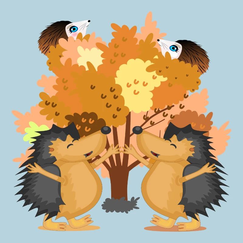 HERBST BAUM IGEL TIERILLUSTRATIONEN