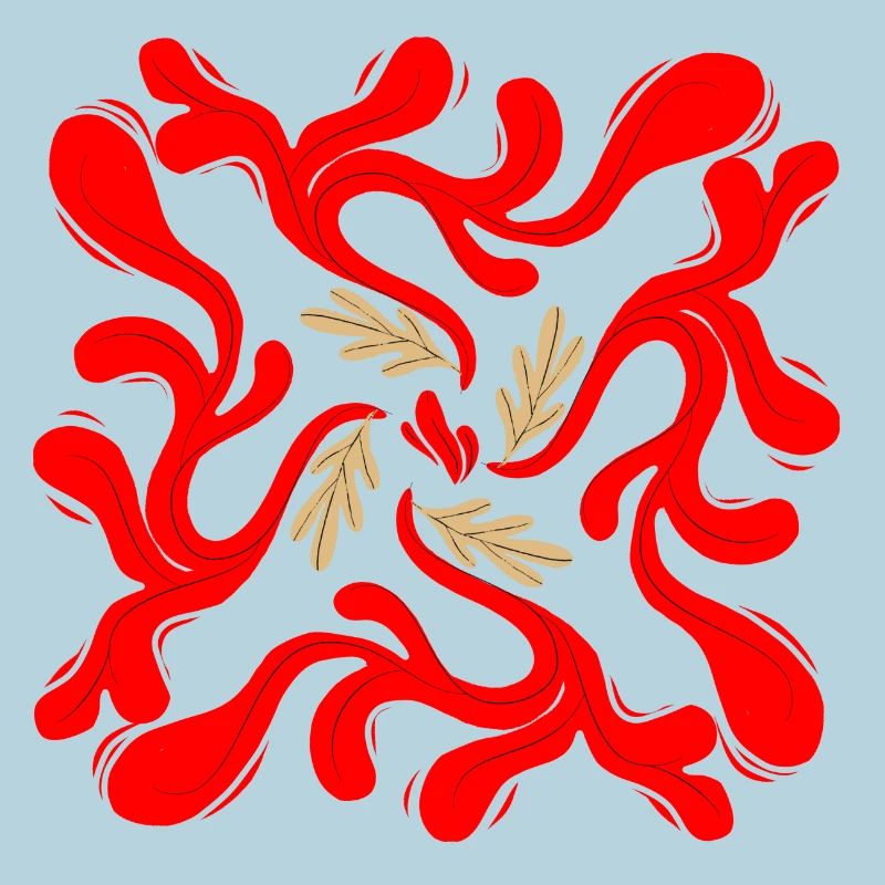 Red Floral Vines Pattern