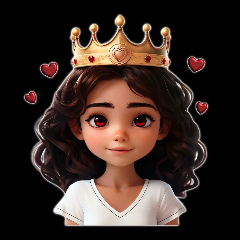 Süßes Mädchen mit Krone und Herzchen