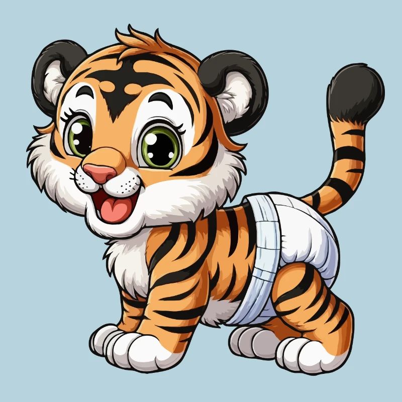Bébé tigre avec couche