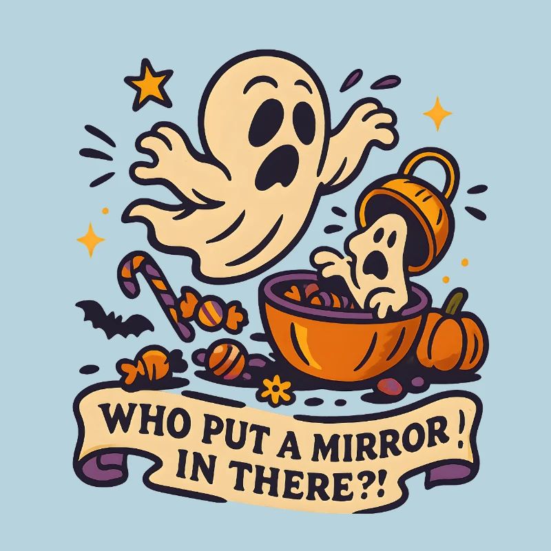 Haunted ghost with Halloween saying