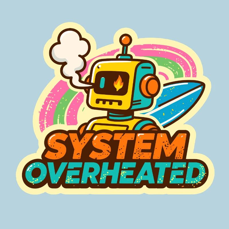 Retro Robot Surfkunst Design
