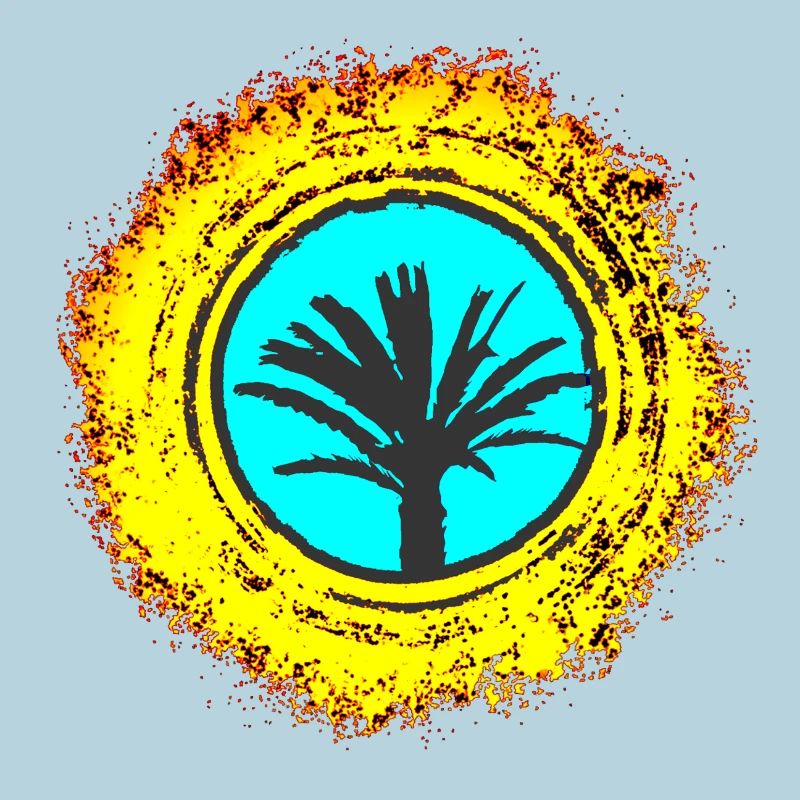 Illustration de palmiers avec explosion de couleurs Majorque