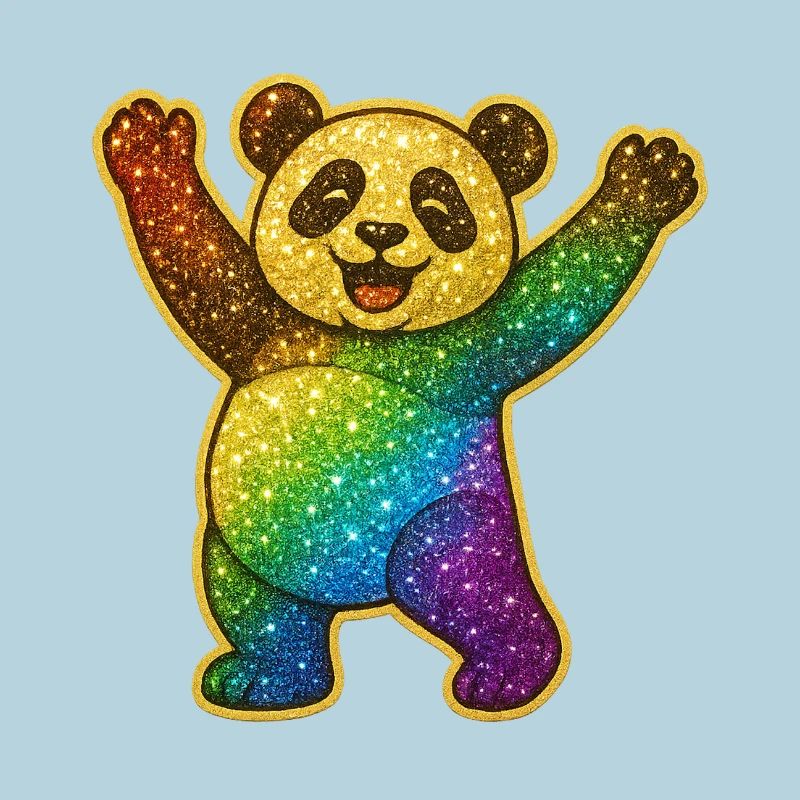 Glittery Rainbow Panda