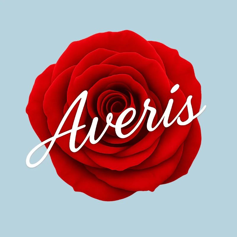 Rote Rose mit Avenir-Textdesign