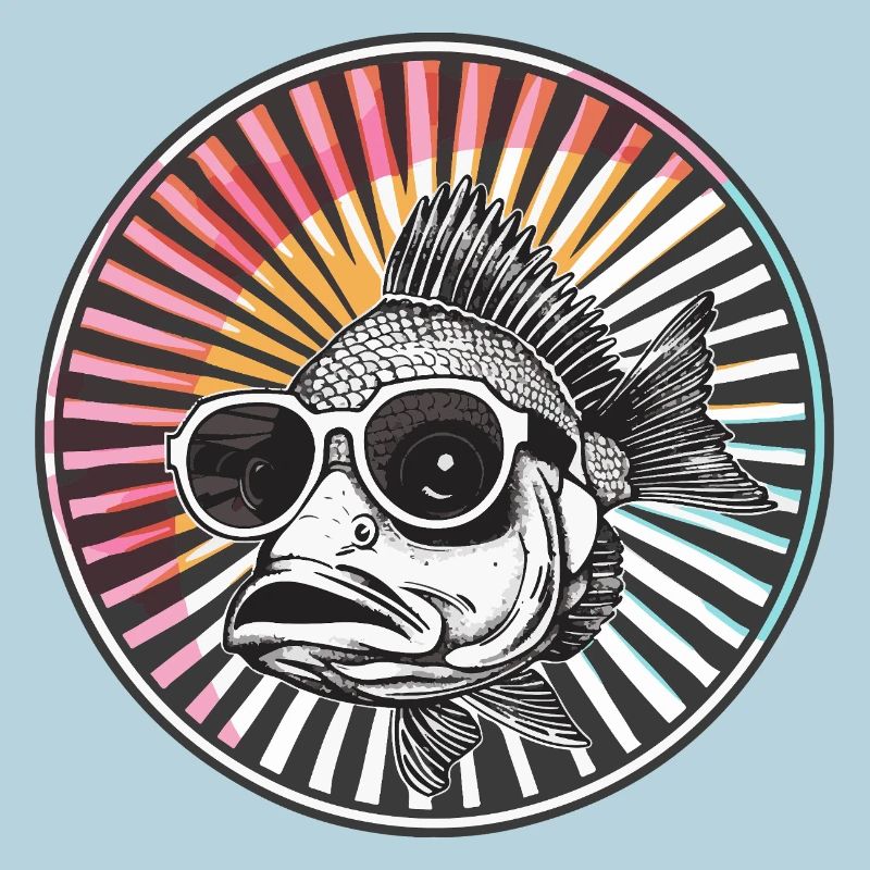 Fisch mit Sonnenbrille im Retro-Design