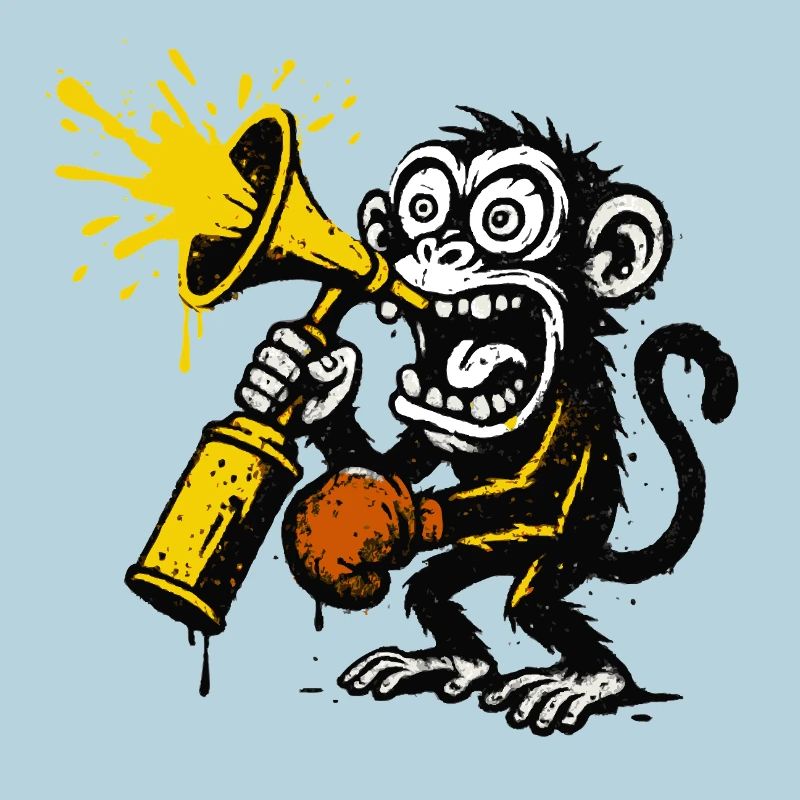 Singe expressif avec mégaphone