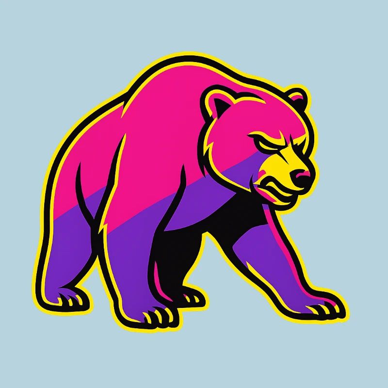 Neon Bär mit Kraft 