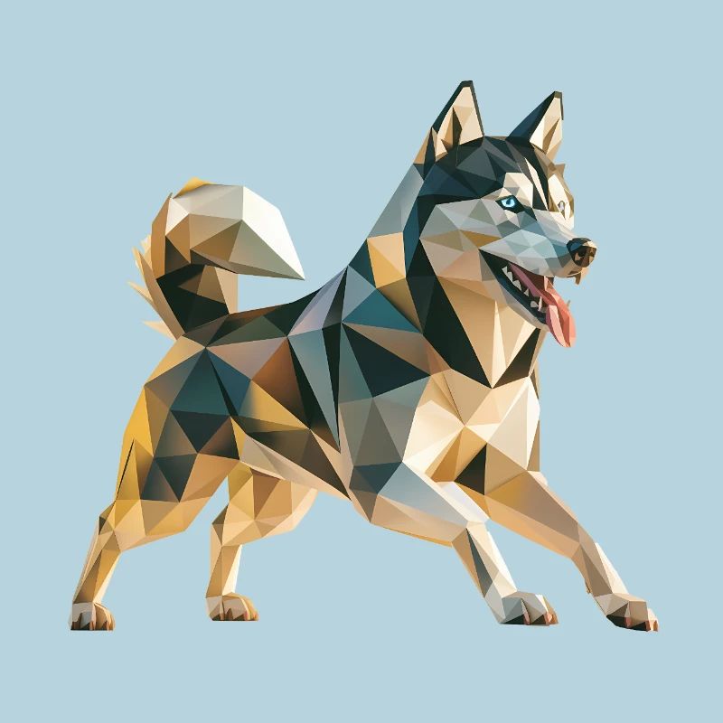 Husky sibérien - Logo Low Poly cool