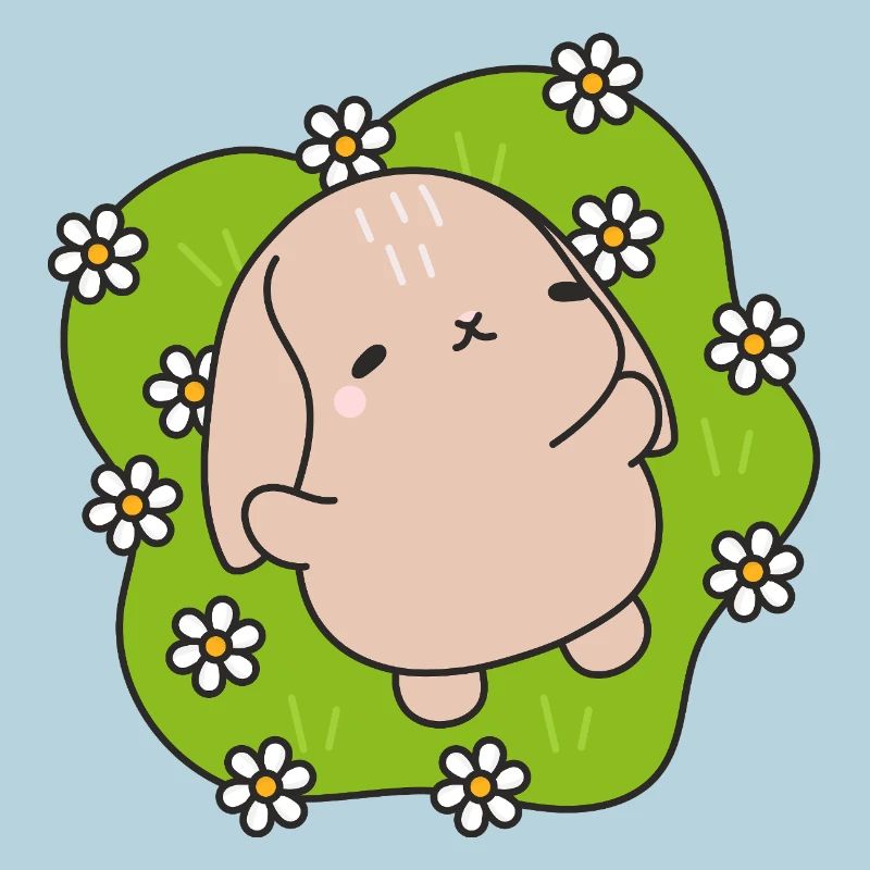 Kawaii Rabbit Under Daisies