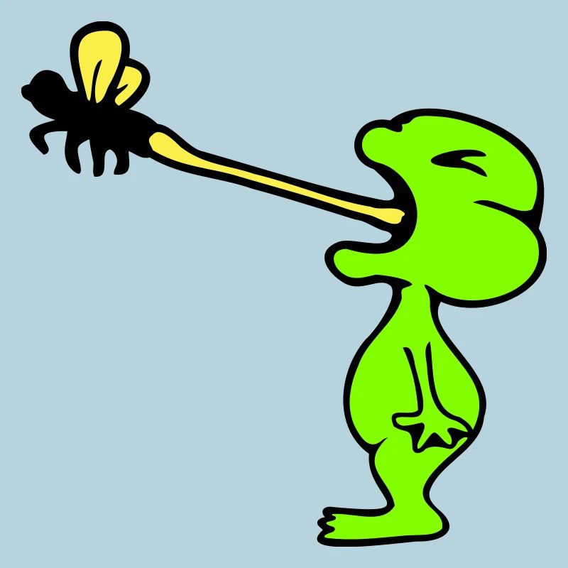 Frog catches fly tongue mosquito eat hunger toad