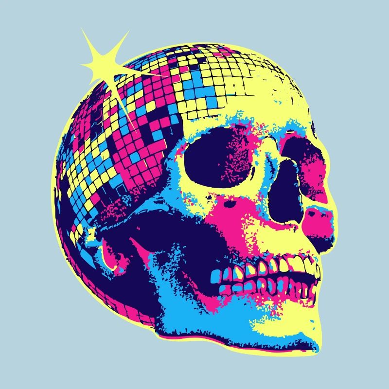 Crâne disco néon