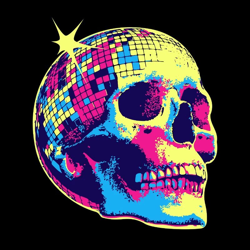 Crâne disco néon