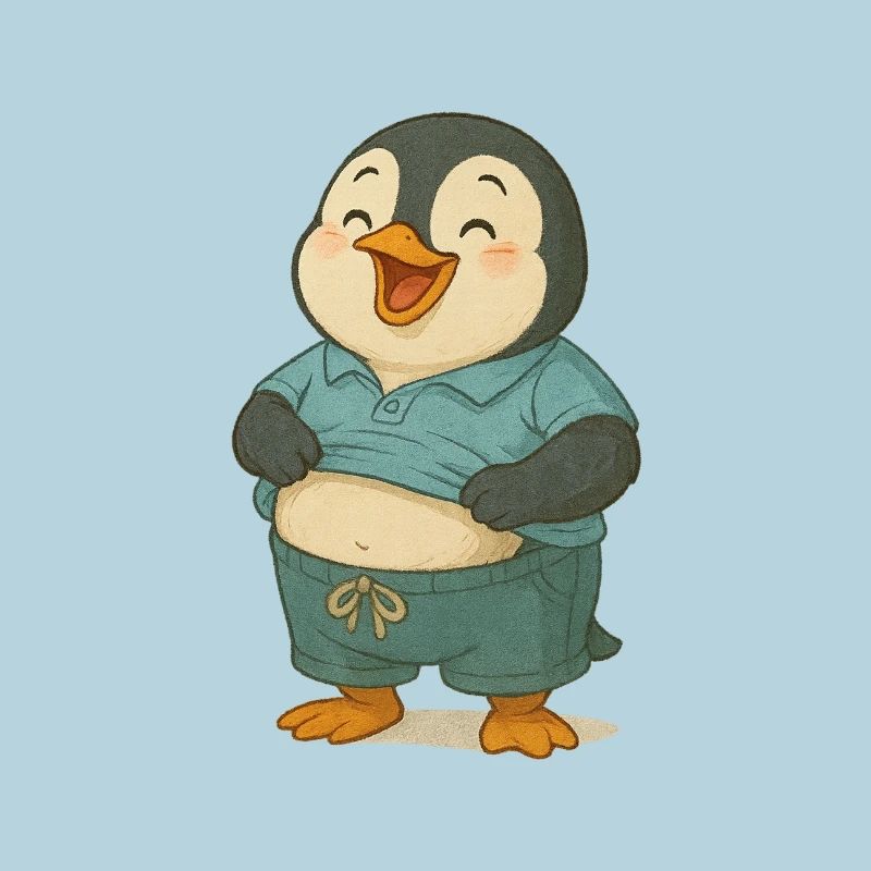Fröhlicher Pinguin mit Bauch