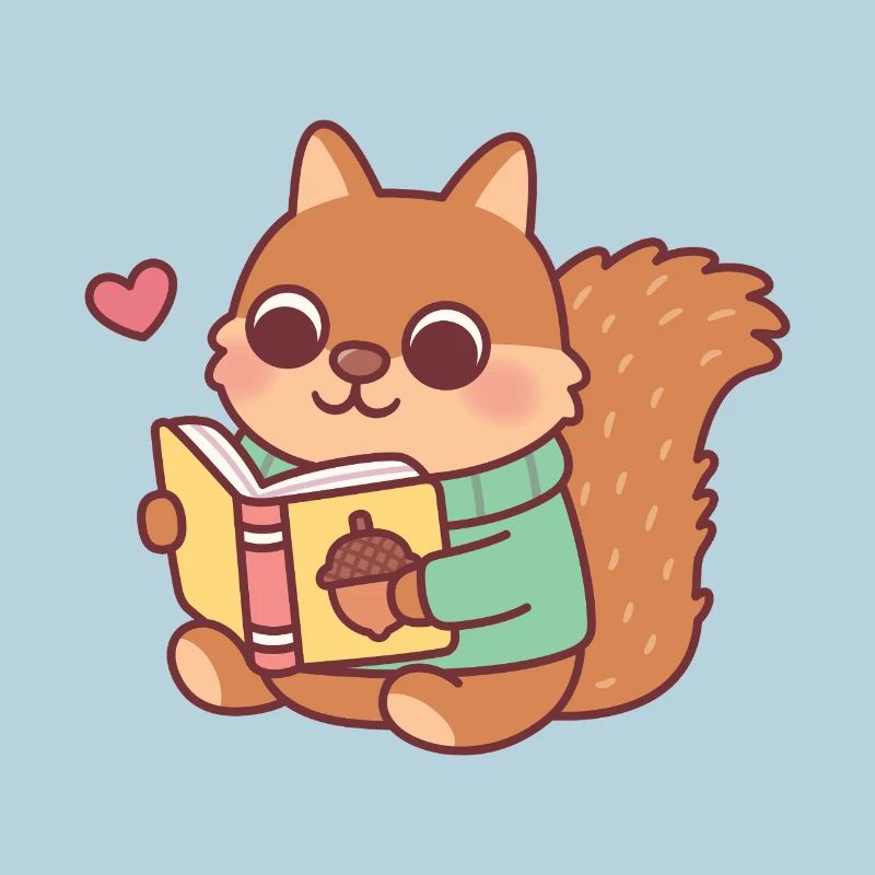 Niedliches Eichhörnchen liest ein Buch