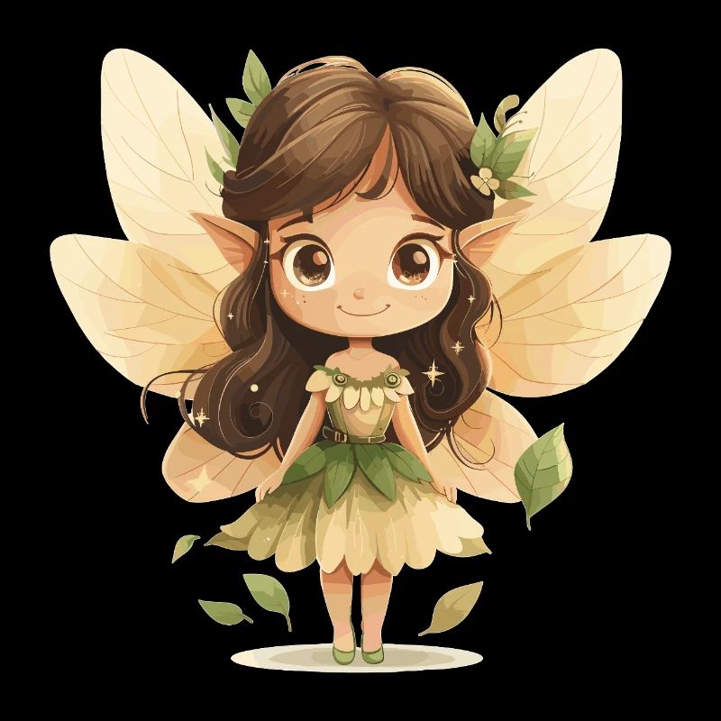 Fille fée en robe de feuille